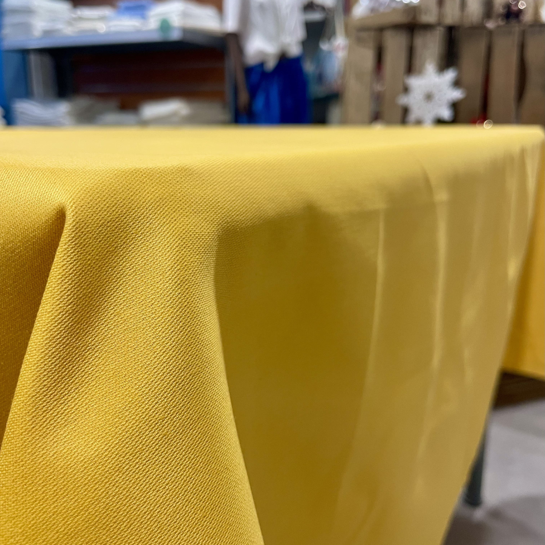 Nappe de table jaune moutarde satin 100 % coton, recyclé