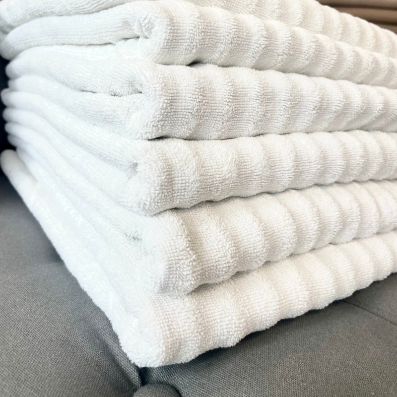 Draps de bain 65 x 130 blanc éponge 100% coton recyclés (Lot de 2)